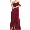 Semi-formal & Cocktail | A-line Off the Shoulder Asymmetrical Chiffon Cocktail Dress With Ruffle Burgundy – Womens