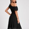 Semi-formal & Cocktail | A-line One Shoulder Knee-Length Chiffon Cocktail Dress With Ruffle Black – Womens