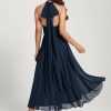 Semi-formal & Cocktail | A-line One Shoulder V-Neck Asymmetrical Chiffon Cocktail Dress Dark Navy – Womens