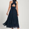 Semi-formal & Cocktail | A-line One Shoulder V-Neck Asymmetrical Chiffon Cocktail Dress Dark Navy – Womens