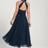 Semi-formal & Cocktail | A-line One Shoulder V-Neck Asymmetrical Chiffon Cocktail Dress Dark Navy – Womens