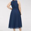 Semi-formal & Cocktail | A-line Scoop Asymmetrical Chiffon Cocktail Dress Navy Blue – Womens