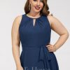 Semi-formal & Cocktail | A-line Scoop Asymmetrical Chiffon Cocktail Dress Navy Blue – Womens