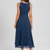 Semi-formal & Cocktail | A-line Scoop Asymmetrical Chiffon Cocktail Dress Navy Blue – Womens