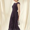 Semi-formal & Cocktail | A-line Scoop Asymmetrical Chiffon Cocktail Dress With Bow Cascading Ruffles Plum – Womens