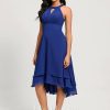 Semi-formal & Cocktail | A-line Scoop Asymmetrical Chiffon Cocktail Dress With Pleated As Picture – Womens