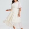 Semi-formal & Cocktail | A-line Scoop Asymmetrical Chiffon Cocktail Dress With Pleated As Picture – Womens