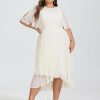 Semi-formal & Cocktail | A-line Scoop Asymmetrical Chiffon Cocktail Dress With Pleated As Picture – Womens