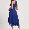 Semi-formal & Cocktail | A-line Scoop Asymmetrical Chiffon Cocktail Dress With Pleated As Picture – Womens