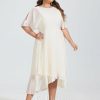 Semi-formal & Cocktail | A-line Scoop Asymmetrical Chiffon Cocktail Dress With Pleated As Picture – Womens