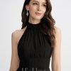 Semi-formal & Cocktail | A-line Scoop Asymmetrical Chiffon Cocktail Dress With Pleated Black – Womens