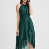 Semi-formal & Cocktail | A-line Scoop Asymmetrical Chiffon Cocktail Dress With Ruffle Bow Dark Green – Womens