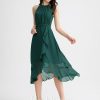 Semi-formal & Cocktail | A-line Scoop Asymmetrical Chiffon Cocktail Dress With Ruffle Bow Dark Green – Womens