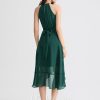 Semi-formal & Cocktail | A-line Scoop Asymmetrical Chiffon Cocktail Dress With Ruffle Bow Dark Green – Womens