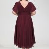 Semi-formal & Cocktail | A-line Scoop Asymmetrical Chiffon Cocktail Dress With Ruffle Cabernet – Womens