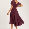 Semi-formal & Cocktail | A-line Scoop Asymmetrical Chiffon Cocktail Dress With Ruffle Cabernet – Womens