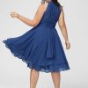 Semi-formal & Cocktail | A-line Scoop Asymmetrical Chiffon Cocktail Dress With Ruffle Royal Blue – Womens