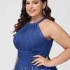 Semi-formal & Cocktail | A-line Scoop Asymmetrical Chiffon Cocktail Dress With Ruffle Royal Blue – Womens