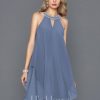 Semi-formal & Cocktail | A-line Scoop Knee-Length Chiffon Cocktail Dress With Beading As Picture – Womens