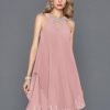 Semi-formal & Cocktail | A-line Scoop Knee-Length Chiffon Cocktail Dress With Beading As Picture – Womens