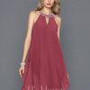 Semi-formal & Cocktail | A-line Scoop Knee-Length Chiffon Cocktail Dress With Beading As Picture – Womens