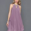 Semi-formal & Cocktail | A-line Scoop Knee-Length Chiffon Cocktail Dress With Beading As Picture – Womens