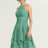 Semi-formal & Cocktail | A-line Scoop Knee-Length Chiffon Cocktail Dress With Cascading Ruffles Ruffle As Picture – Womens