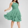 Semi-formal & Cocktail | A-line Scoop Knee-Length Chiffon Cocktail Dress With Cascading Ruffles Ruffle As Picture – Womens