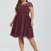 Semi-formal & Cocktail | A-line Scoop Knee-Length Lace Chiffon Cocktail Dress As Picture – Womens