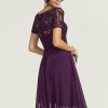 Semi-formal & Cocktail | A-line Scoop Knee-Length Lace Chiffon Cocktail Dress Grape – Womens