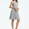 Semi-formal & Cocktail | A-line Scoop Knee-Length Lace Chiffon Cocktail Dress With Pleated Silver – Womens