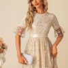 Semi-formal & Cocktail | A-line Scoop Knee-Length Tulle Cocktail Dress Apricot – Womens