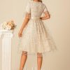 Semi-formal & Cocktail | A-line Scoop Knee-Length Tulle Cocktail Dress Apricot – Womens