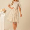 Semi-formal & Cocktail | A-line Scoop Knee-Length Tulle Cocktail Dress Apricot – Womens