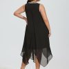 Semi-formal & Cocktail | A-line Scoop Tea-Length Chiffon Cocktail Dress With Beading Black – Womens