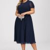 Semi-formal & Cocktail | A-line Scoop Tea-Length Chiffon Cocktail Dress With Pleated As Picture – Womens