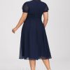 Semi-formal & Cocktail | A-line Scoop Tea-Length Chiffon Cocktail Dress With Pleated As Picture – Womens