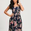 Semi-formal & Cocktail | A-line Square Knee-Length Chiffon Cocktail Dress Dark Navy – Womens