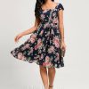 Semi-formal & Cocktail | A-line Square Knee-Length Chiffon Cocktail Dress Dark Navy – Womens