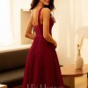 Semi-formal & Cocktail | A-line Square Knee-Length Chiffon Cocktail Dress With Pleated Burgundy – Womens