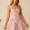 Semi-formal & Cocktail | A-line Square Knee-Length Polyester Cocktail Dress With Bow Flower Pink – Womens