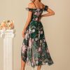 Semi-formal & Cocktail | A-line Sweetheart Asymmetrical Tea-Length Chiffon Cocktail Dress With Ruffle Green – Womens