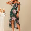 Semi-formal & Cocktail | A-line Sweetheart Asymmetrical Tea-Length Chiffon Cocktail Dress With Ruffle Green – Womens