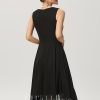 Semi-formal & Cocktail | A-line V-Neck Asymmetrical Chiffon Cocktail Dress Black – Womens