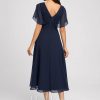 Semi-formal & Cocktail | A-line V-Neck Asymmetrical Chiffon Cocktail Dress With Cascading Ruffles As Picture – Womens