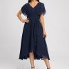 Semi-formal & Cocktail | A-line V-Neck Asymmetrical Chiffon Cocktail Dress With Cascading Ruffles As Picture – Womens