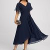 Semi-formal & Cocktail | A-line V-Neck Asymmetrical Chiffon Cocktail Dress With Cascading Ruffles As Picture – Womens