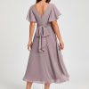 Semi-formal & Cocktail | A-line V-Neck Asymmetrical Chiffon Cocktail Dress With Cascading Ruffles Ruffle Dusk – Womens