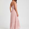 Semi-formal & Cocktail | A-line V-Neck Asymmetrical Chiffon Cocktail Dress With Cascading Ruffles Ruffle Dusty Rose – Womens