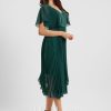 Semi-formal & Cocktail | A-line V-Neck Asymmetrical Chiffon Cocktail Dress With Pleated Emerald – Womens